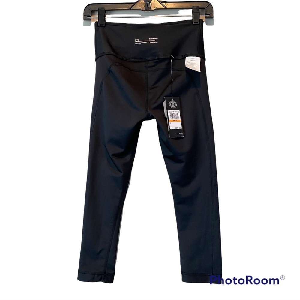 NWT UA UNDER ARMOUR high waist capris women small black heat gear